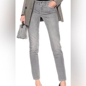 7 for all mankind Low-Mid Rise Skinny Jeans Copped Raw Hem Gray Faded Black